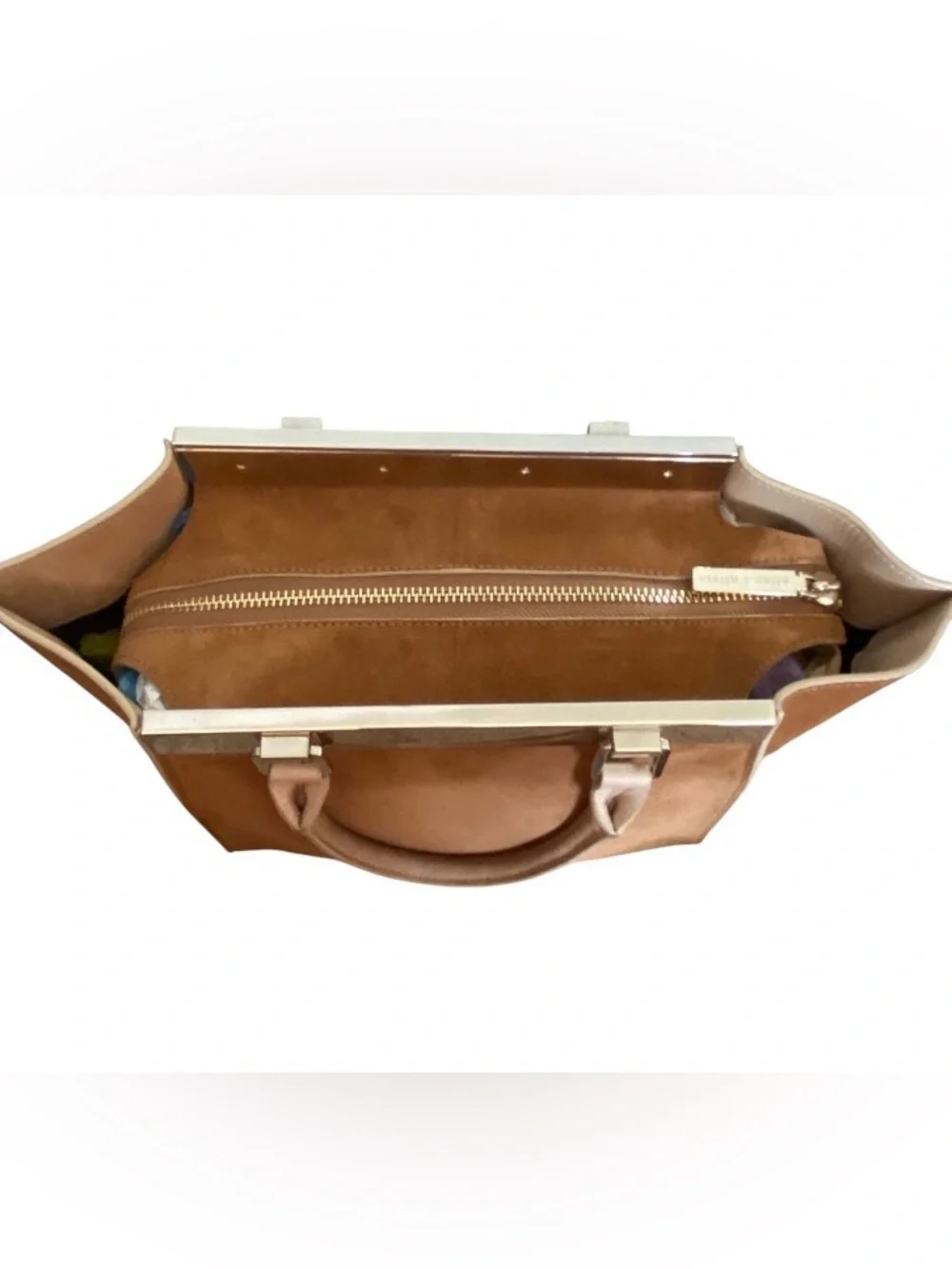 Alice + Olivia Athena brown suede satchel